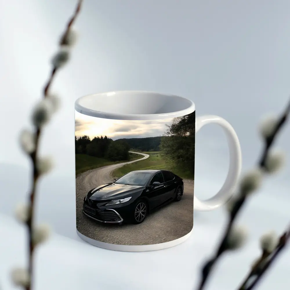 Toyota Camry Black Sedan Gravel Country Road – Mugs