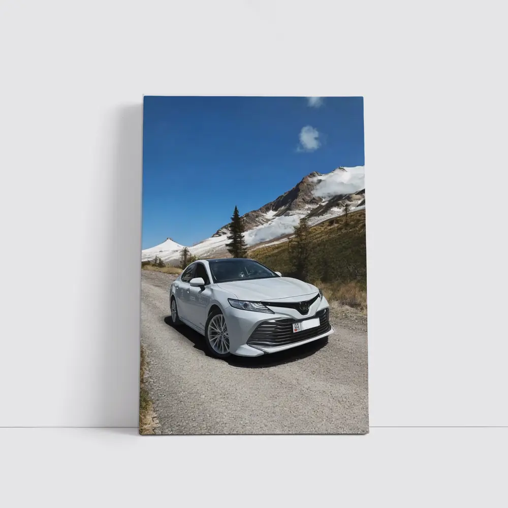 Toyota Camry White Mountain Road Photography – Wall Art