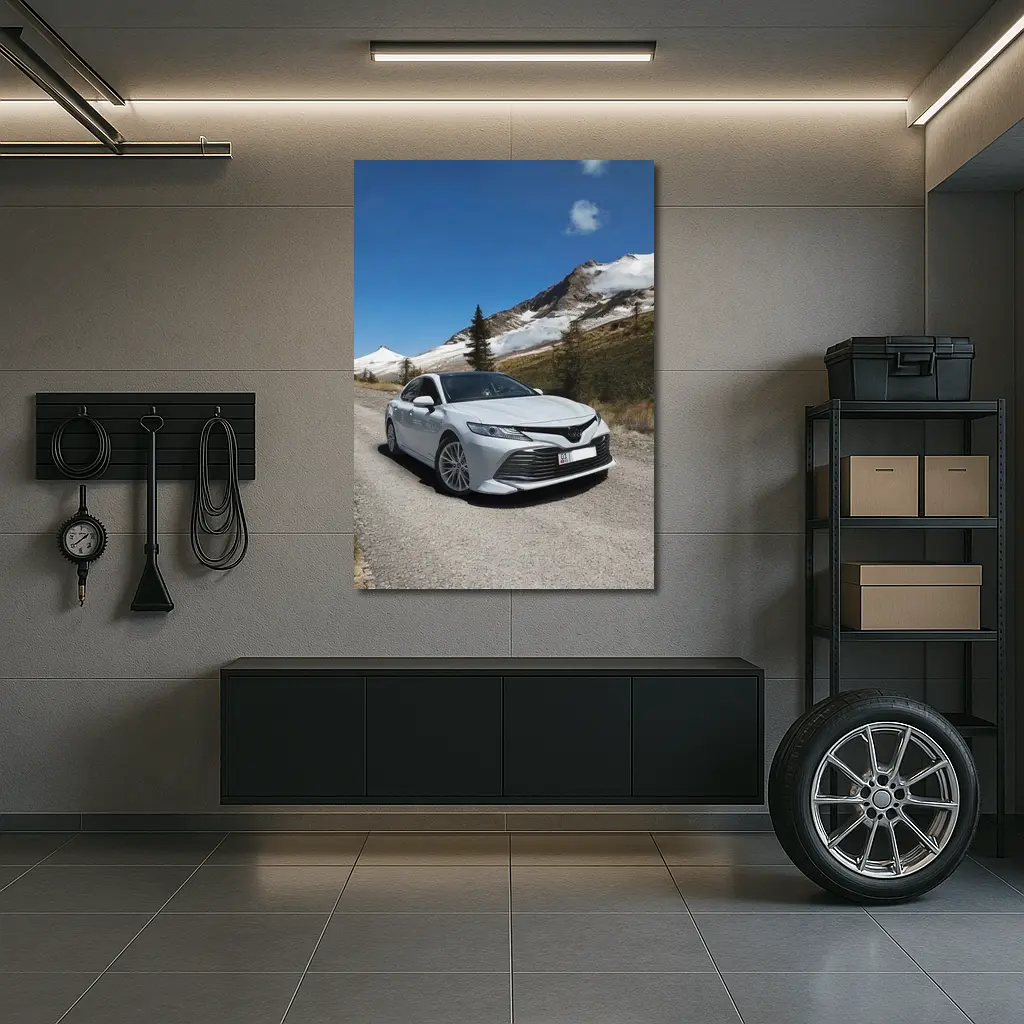 Toyota Camry White Mountain Road Photography – Wall Art