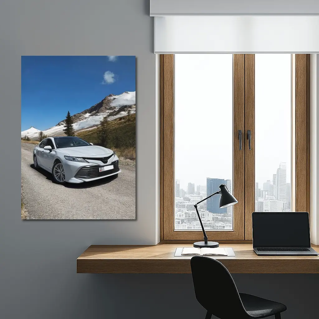 Toyota Camry White Mountain Road Photography – Wall Art