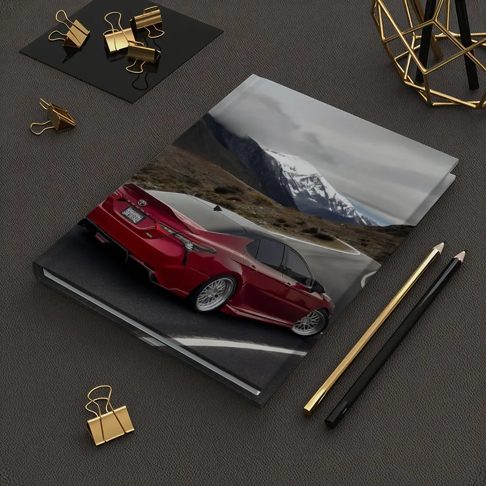 Toyota Camry Red on Mountain Road – Notebooks
