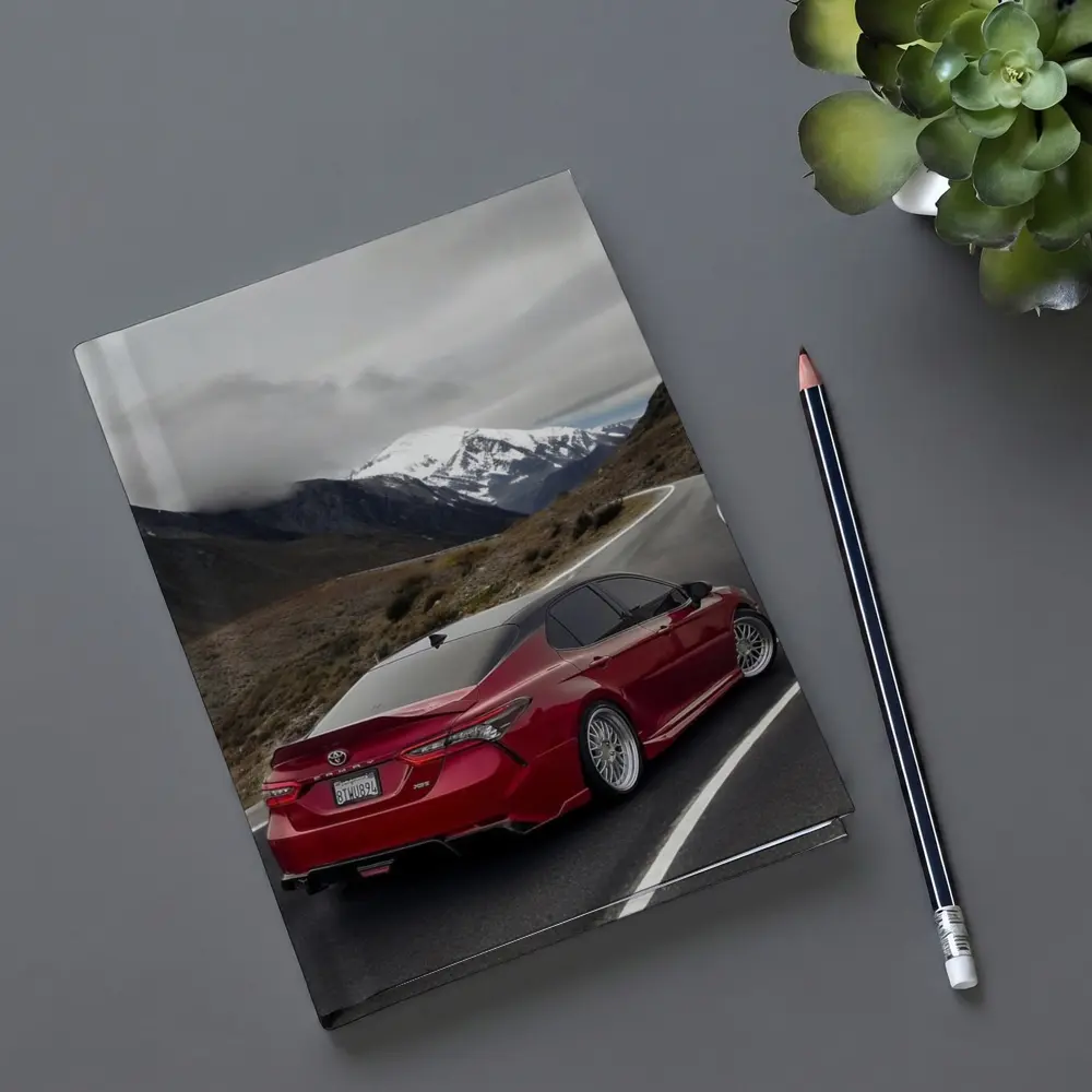 Toyota Camry Red on Mountain Road – Notebooks