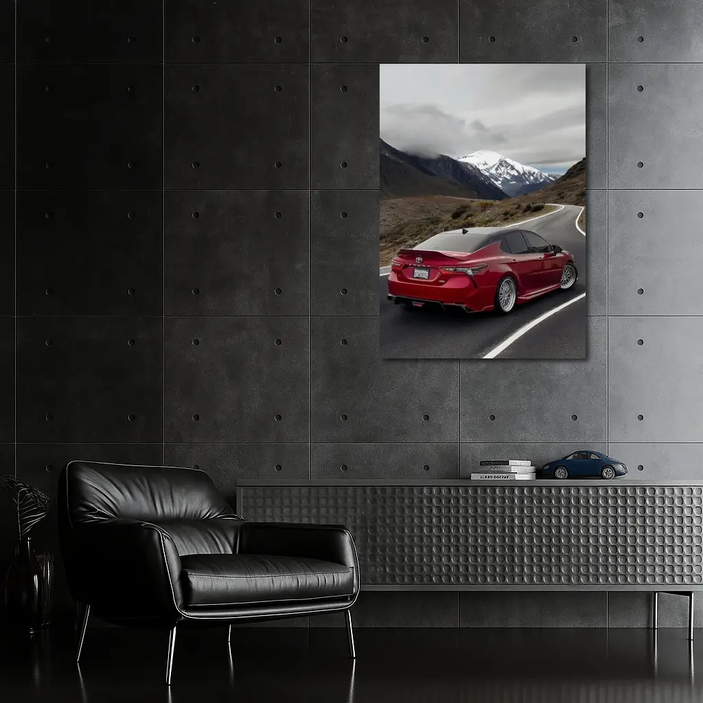 Toyota Camry Red on Mountain Road – Wall Art
