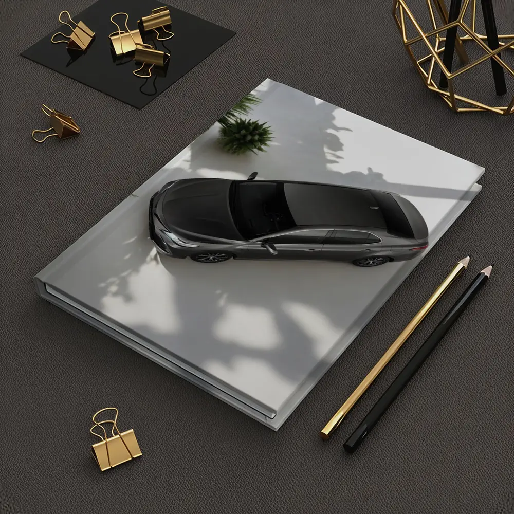 Toyota Camry Gray Sedan Overhead Studio Shot – Notebooks