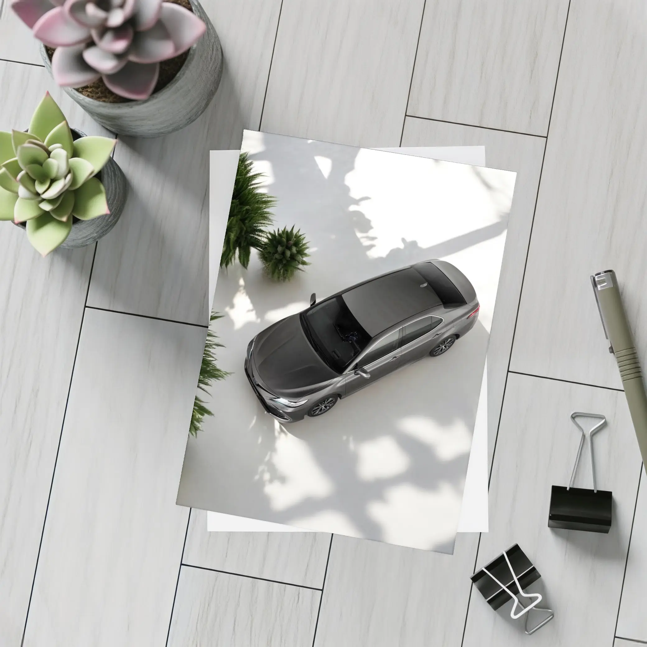 Toyota Camry Gray Sedan Overhead Studio Shot – Postcards