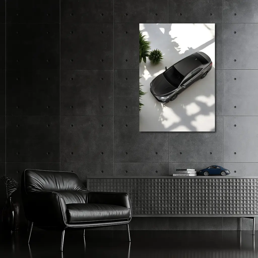 Toyota Camry Gray Sedan Overhead Studio Shot – Wall Art