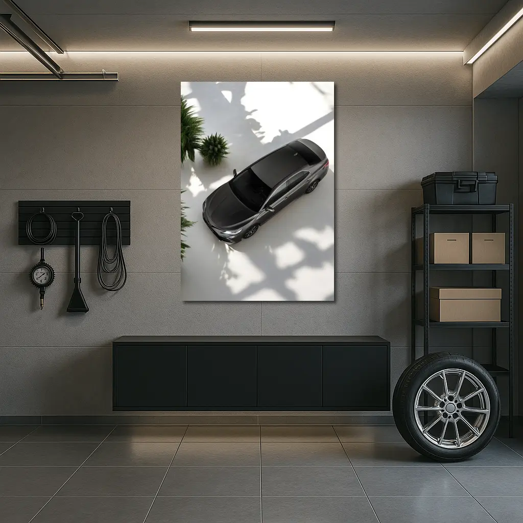 Toyota Camry Gray Sedan Overhead Studio Shot – Wall Art