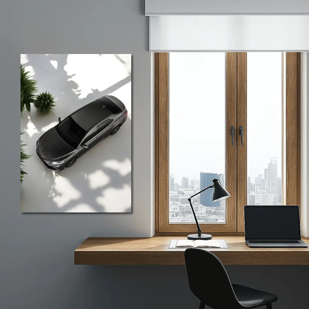Toyota Camry Gray Sedan Overhead Studio Shot – Wall Art