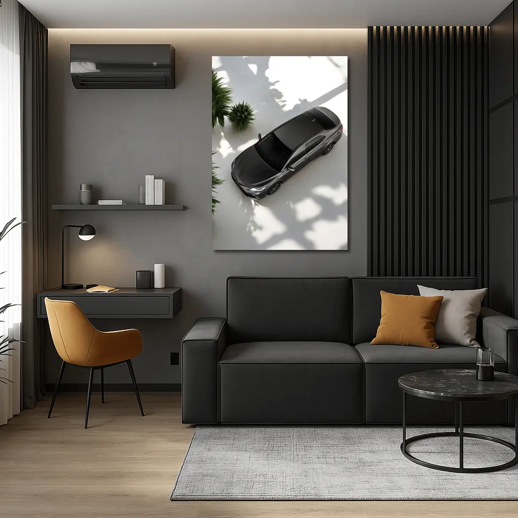 Toyota Camry Gray Sedan Overhead Studio Shot – Wall Art