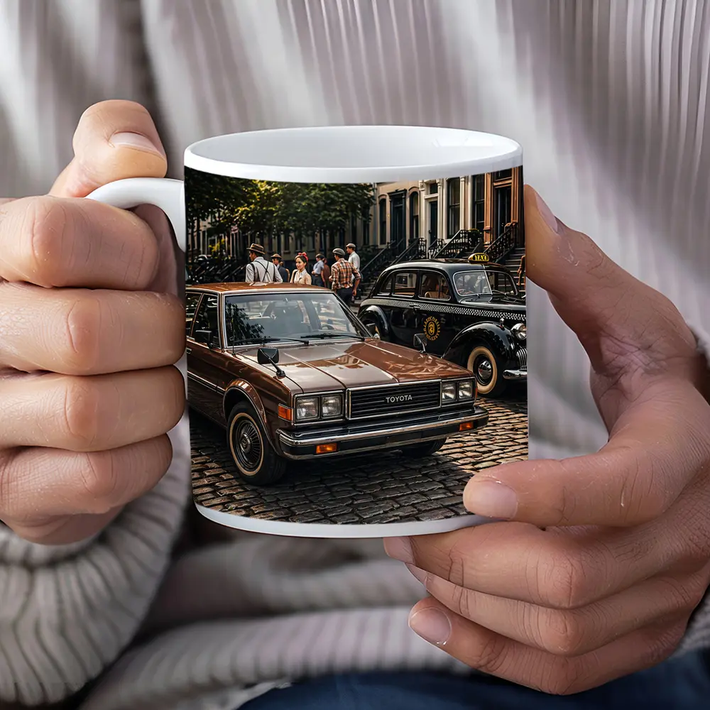 Toyota Cressida Classic Car Cobblestone Street – Mugs