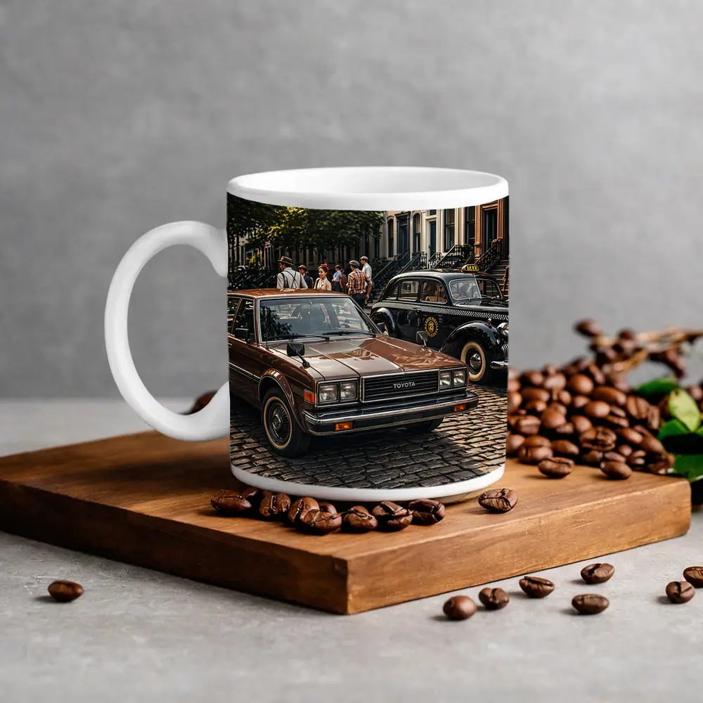 Toyota Cressida Classic Car Cobblestone Street – Mugs