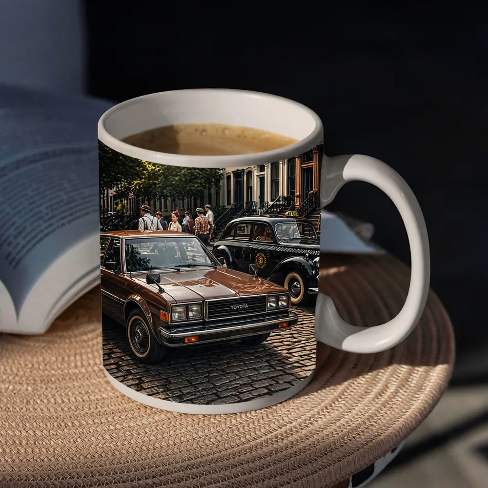 Toyota Cressida Classic Car Cobblestone Street – Mugs