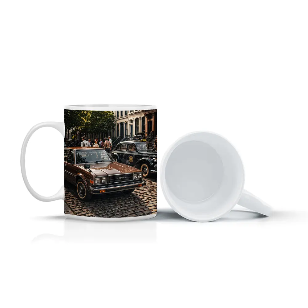 Toyota Cressida Classic Car Cobblestone Street – Mugs