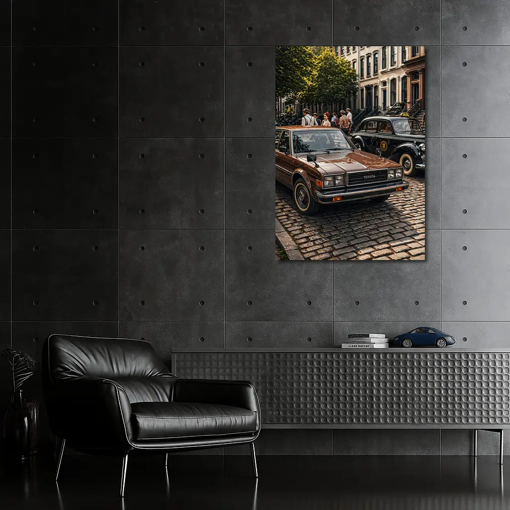 Toyota Cressida Classic Car Cobblestone Street – Wall Art