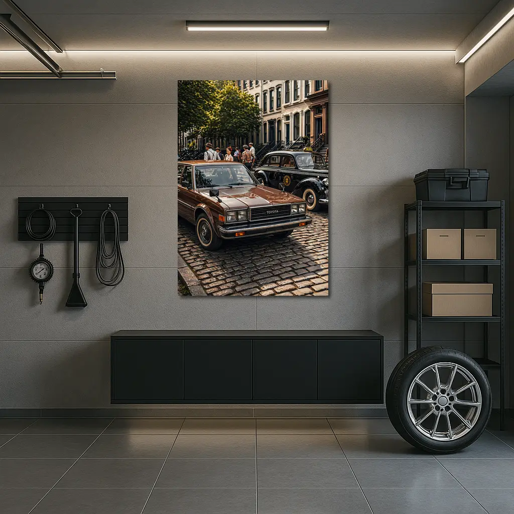 Toyota Cressida Classic Car Cobblestone Street – Wall Art