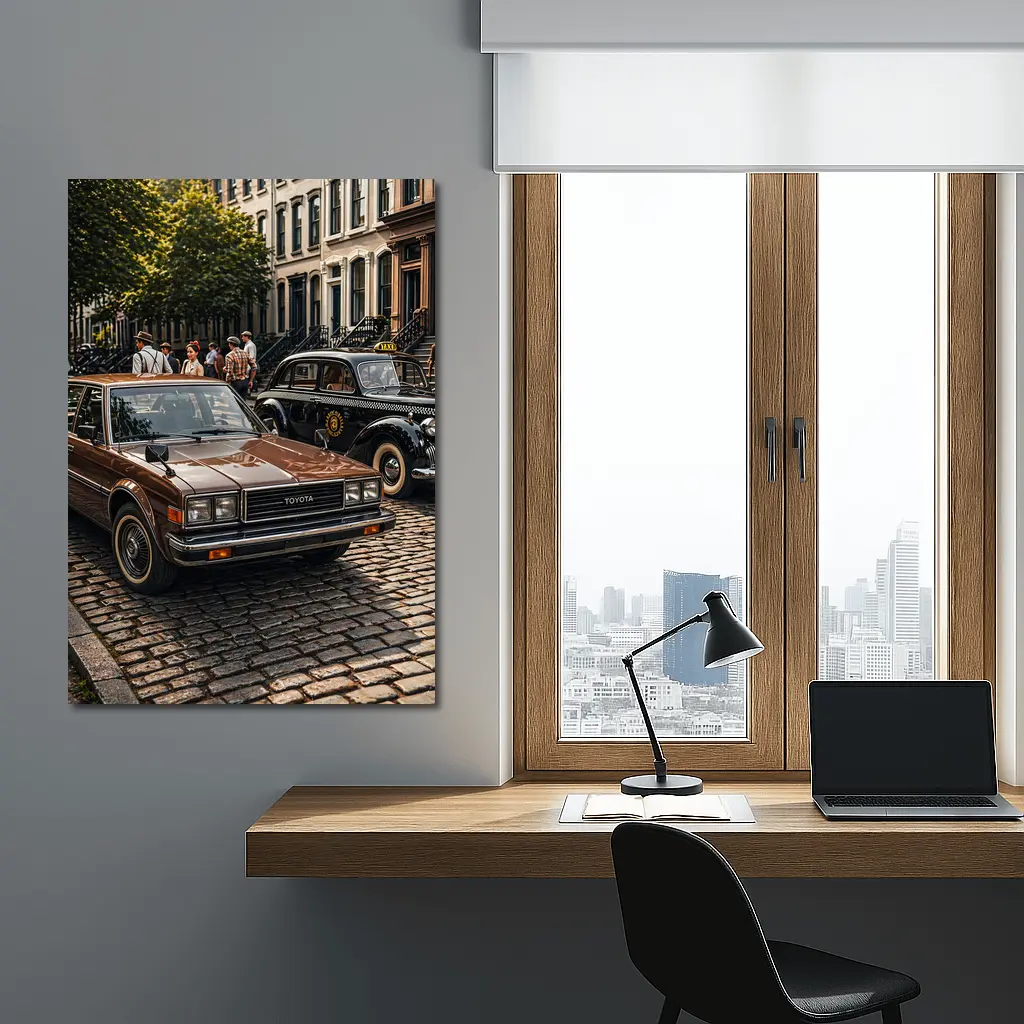 Toyota Cressida Classic Car Cobblestone Street – Wall Art