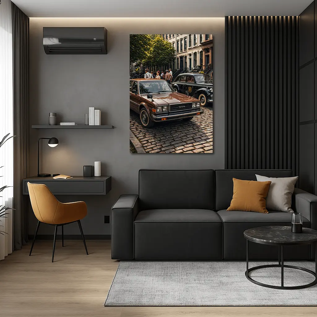 Toyota Cressida Classic Car Cobblestone Street – Wall Art