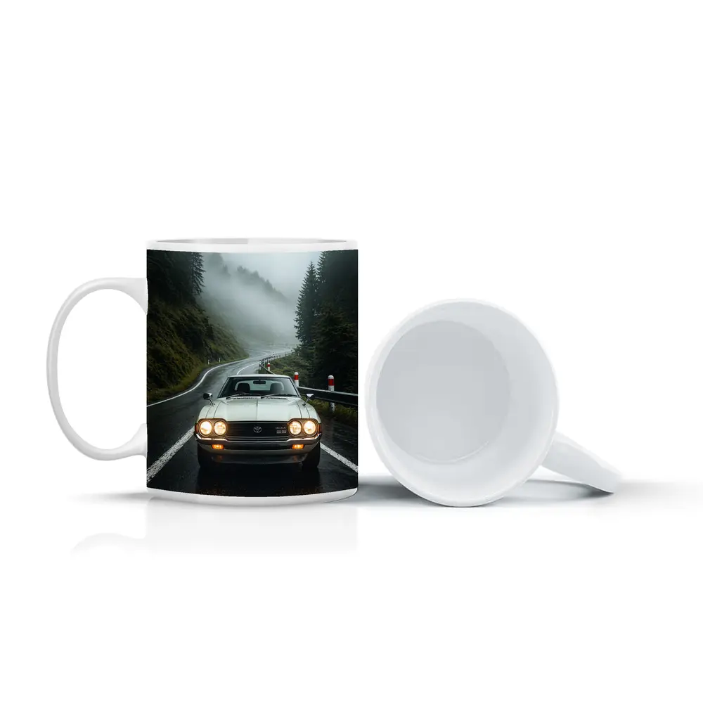 Toyota Celica Classic Car Foggy Mountain Road – Mugs
