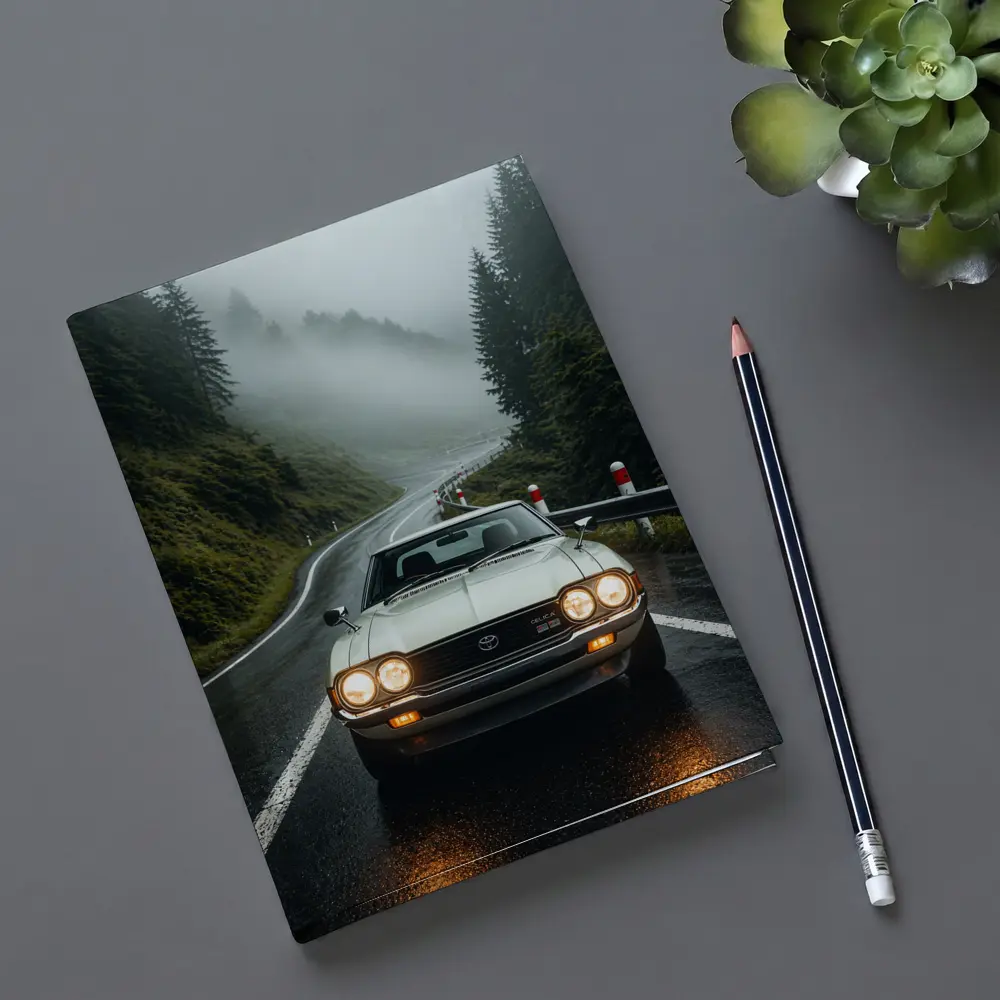 Toyota Celica Classic Car Foggy Mountain Road – Notebooks