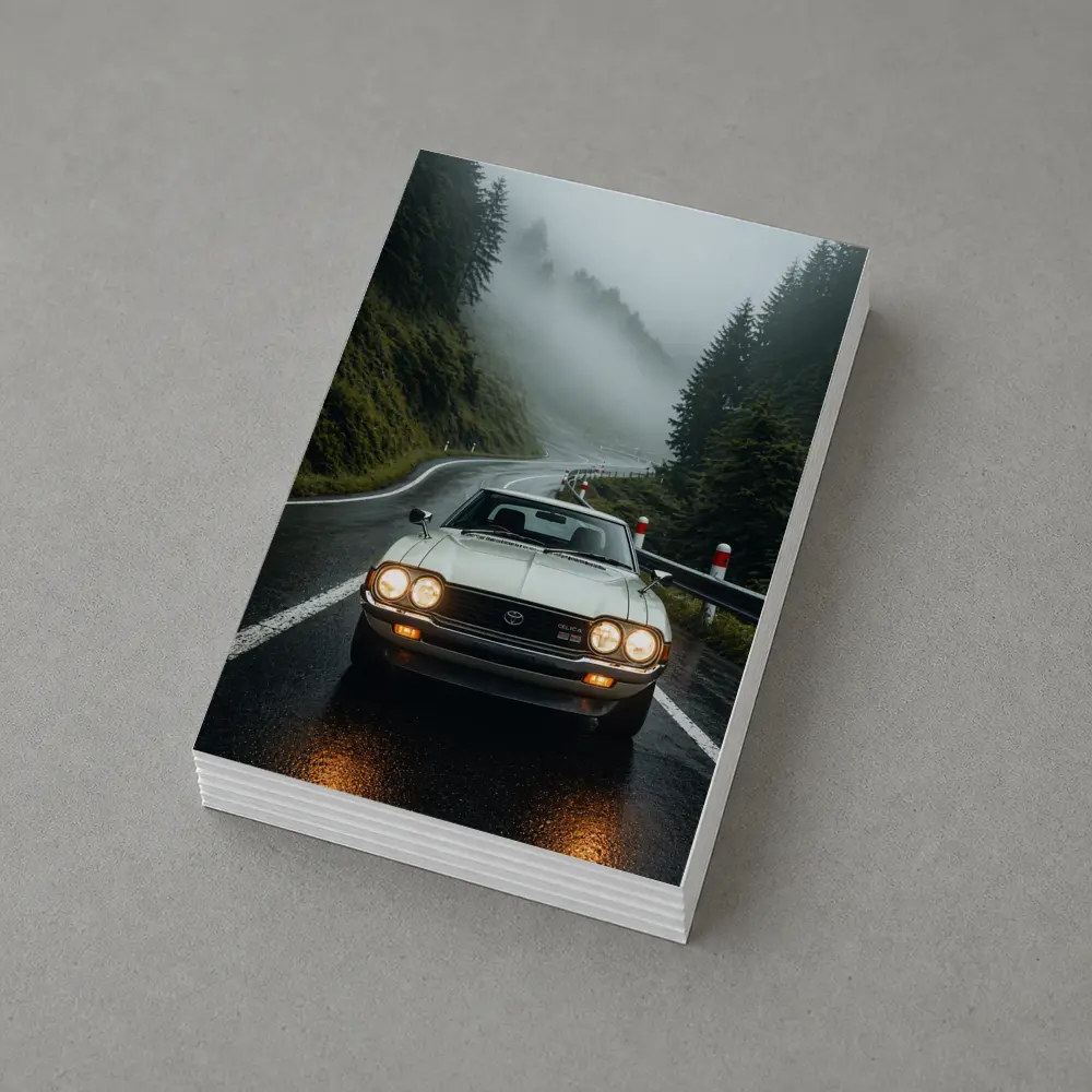 Toyota Celica Classic Car Foggy Mountain Road – Postcards