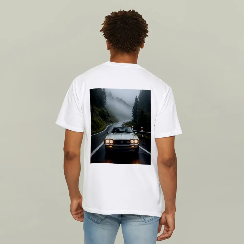 Toyota Celica Classic Car Foggy Mountain Road – T-Shirts