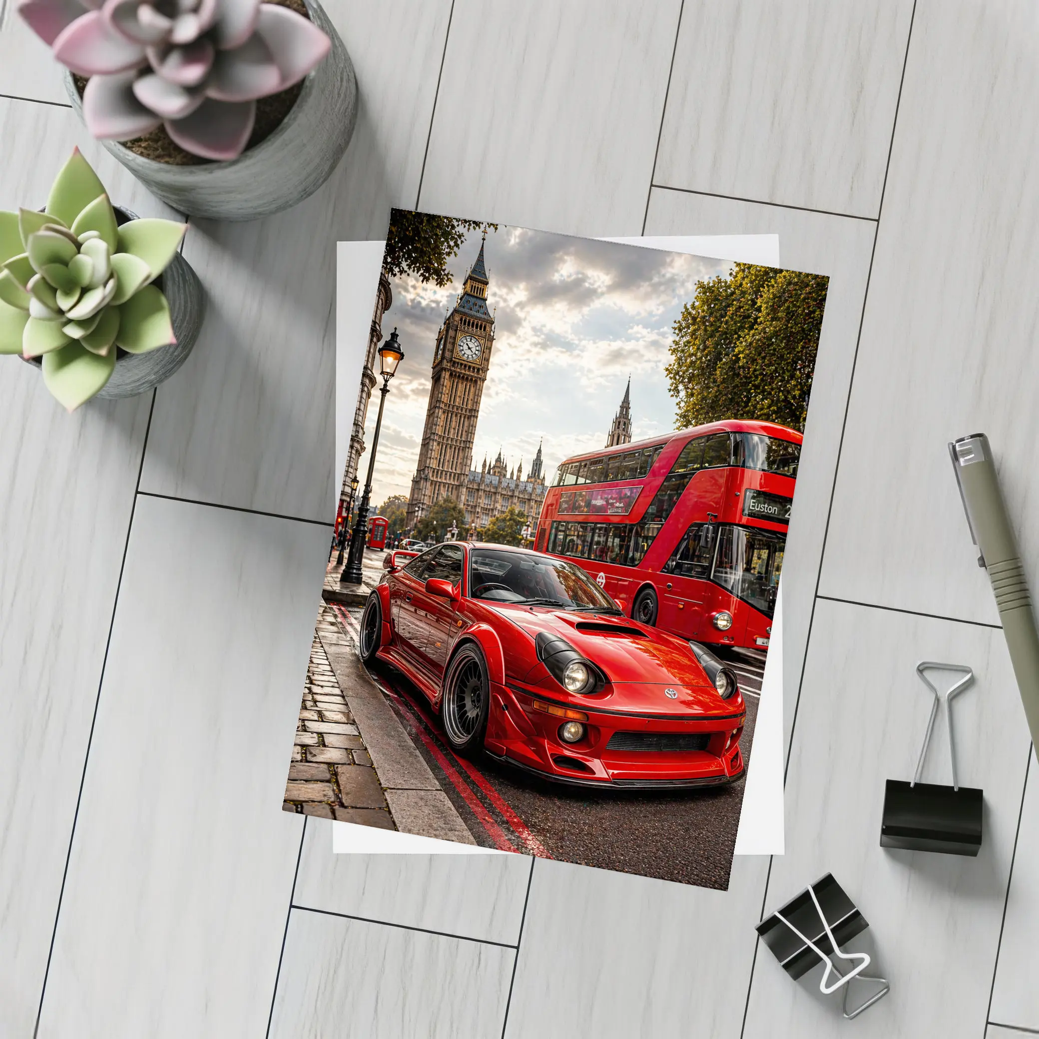 Toyota Celica Red Sports Car London – Postcards
