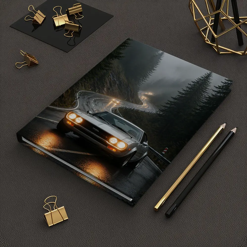 Toyota Celica on Foggy Mountain Road – Notebooks