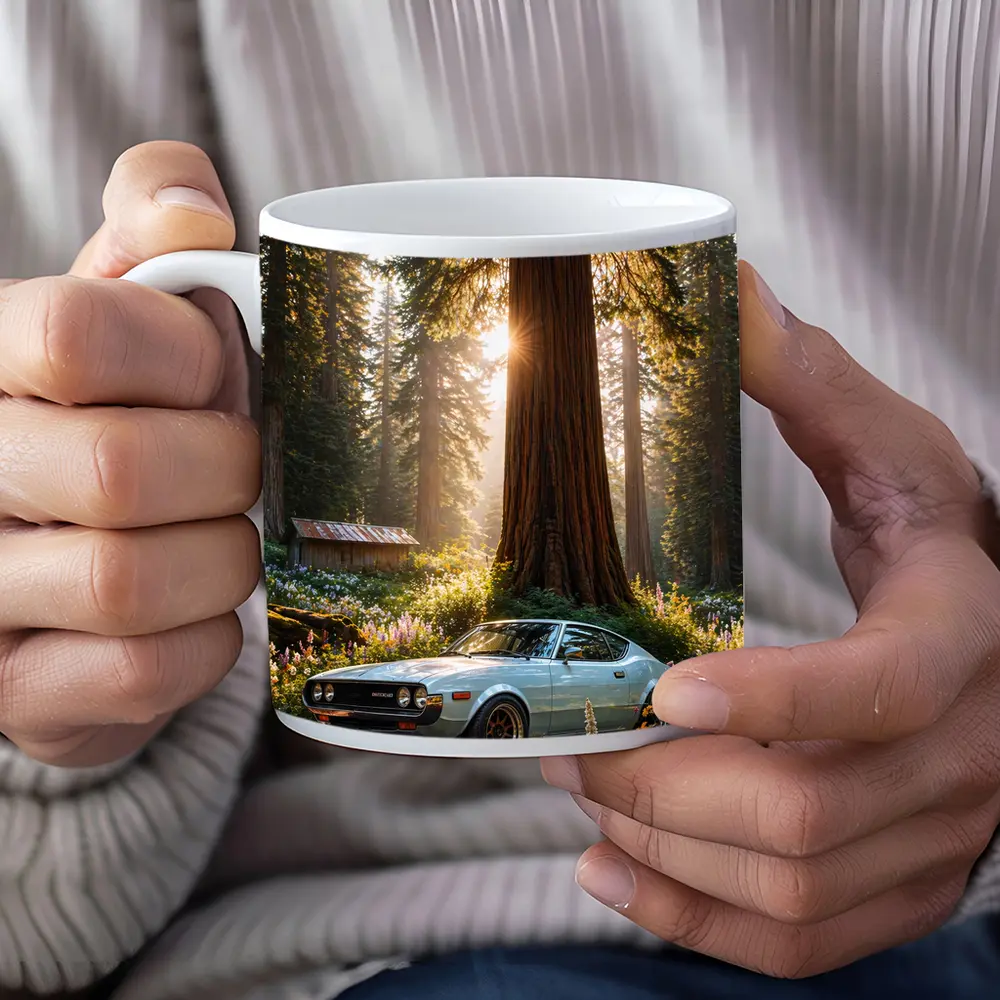 Toyota Celica Parked In Sunlit Forest – Mugs