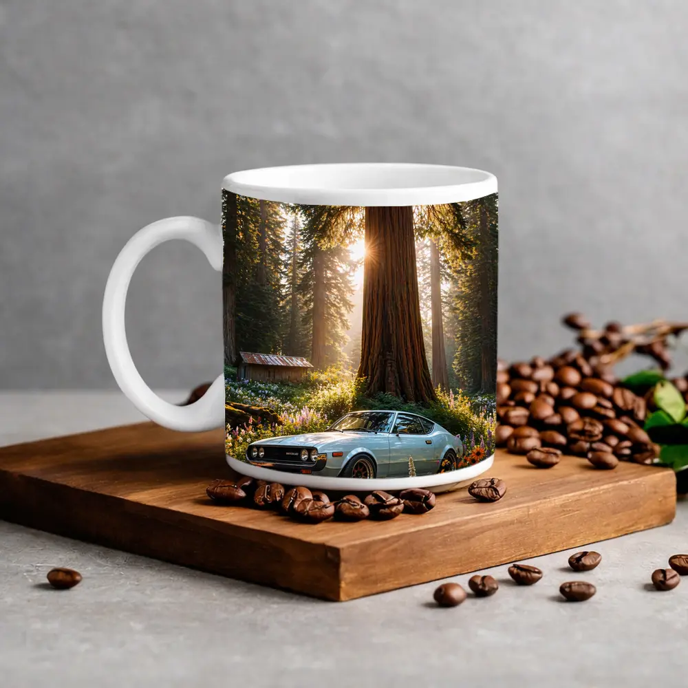 Toyota Celica Parked In Sunlit Forest – Mugs