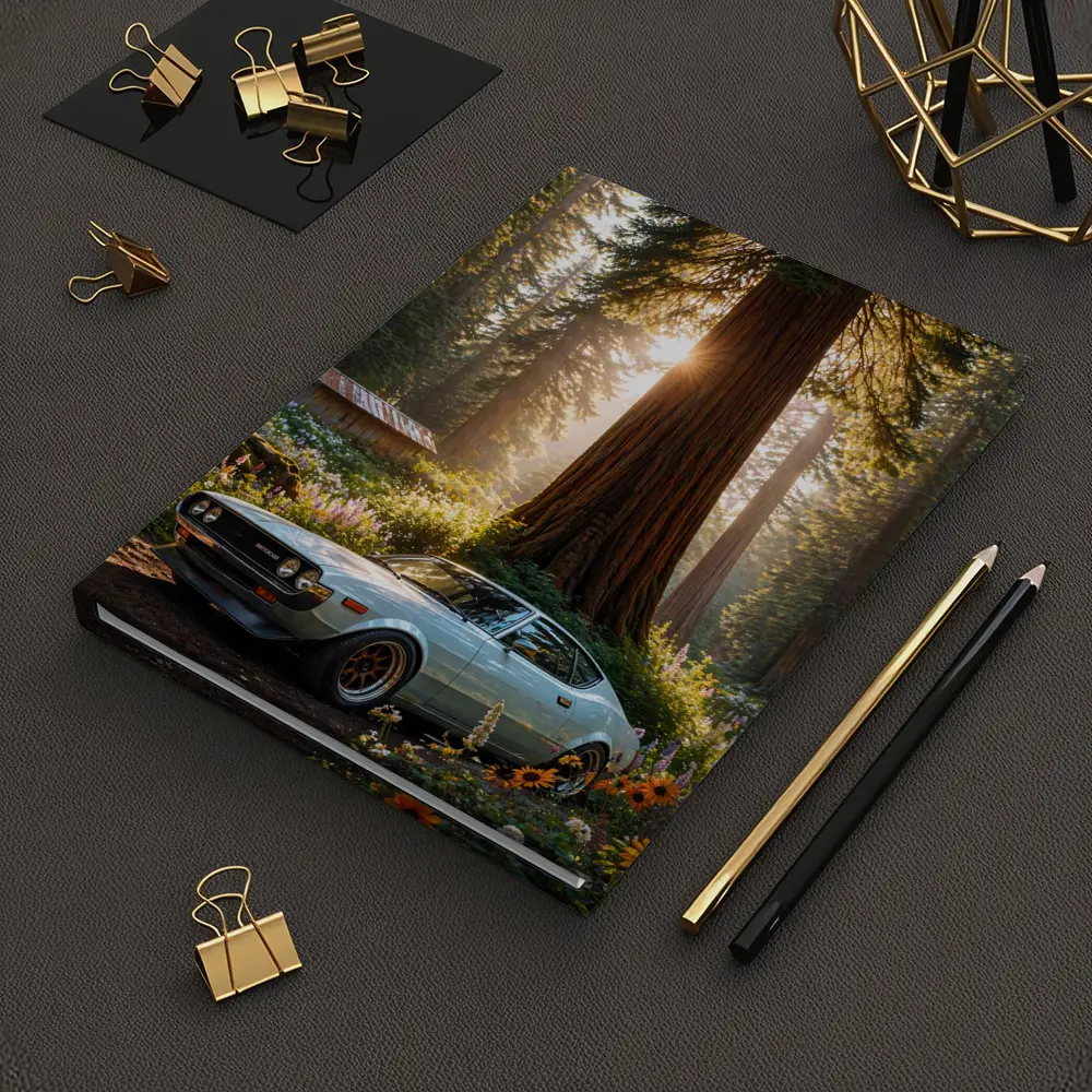 Toyota Celica Parked In Sunlit Forest – Notebooks