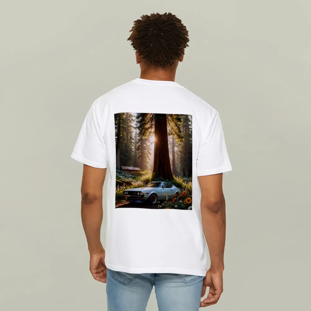 Toyota Celica Parked In Sunlit Forest – T-Shirts