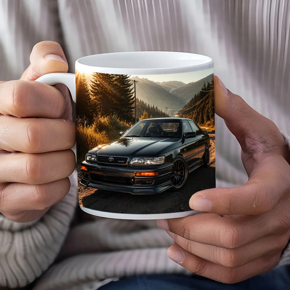Toyota Chaser Sport Parked Mountain Sunset Road – Mugs