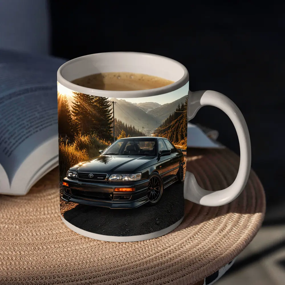 Toyota Chaser Sport Parked Mountain Sunset Road – Mugs