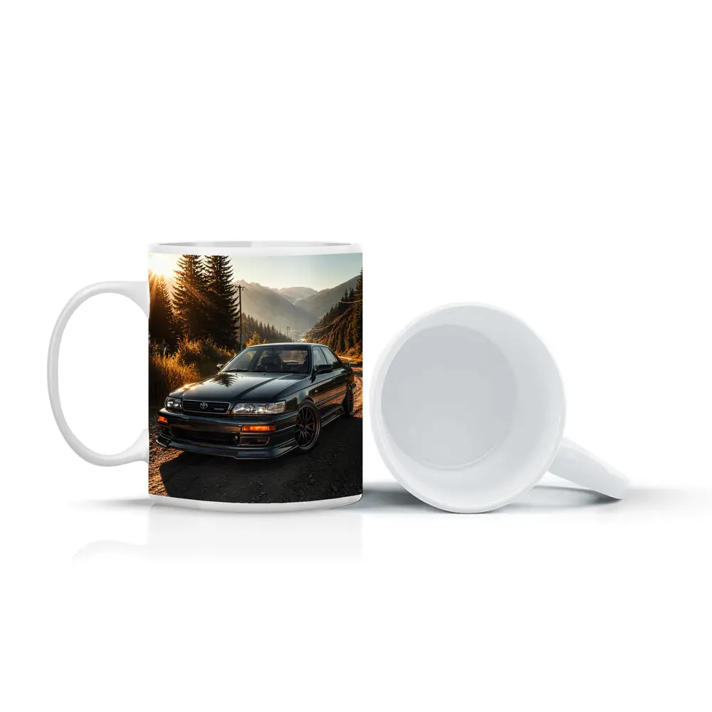 Toyota Chaser Sport Parked Mountain Sunset Road – Mugs