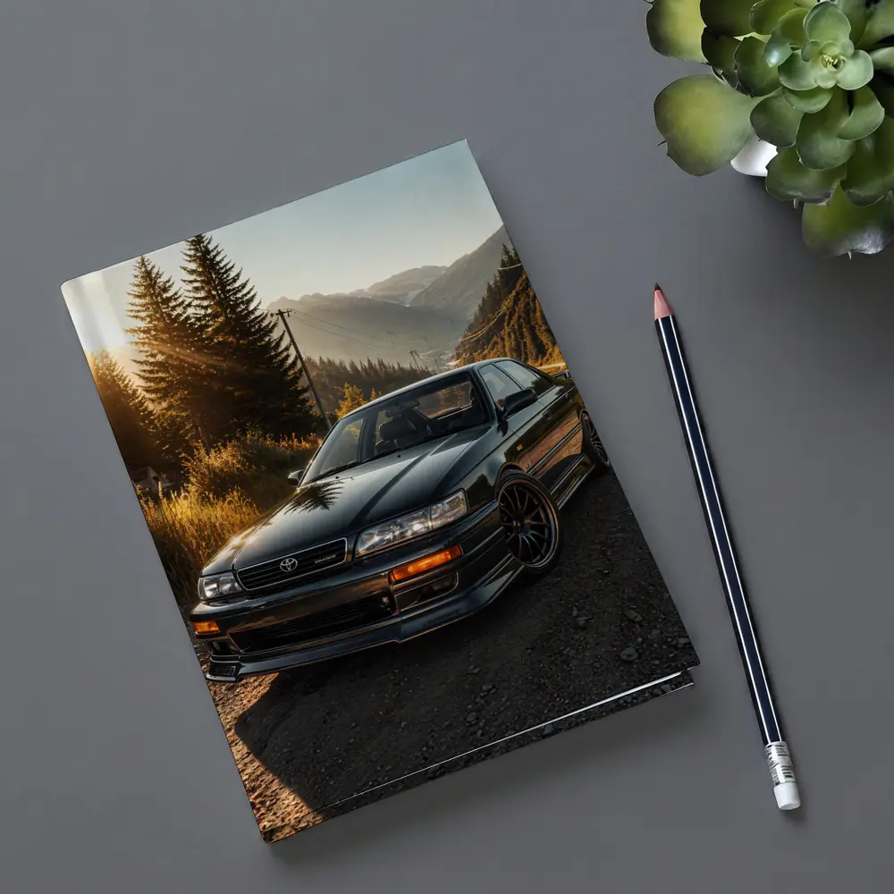 Toyota Chaser Sport Parked Mountain Sunset Road – Notebooks