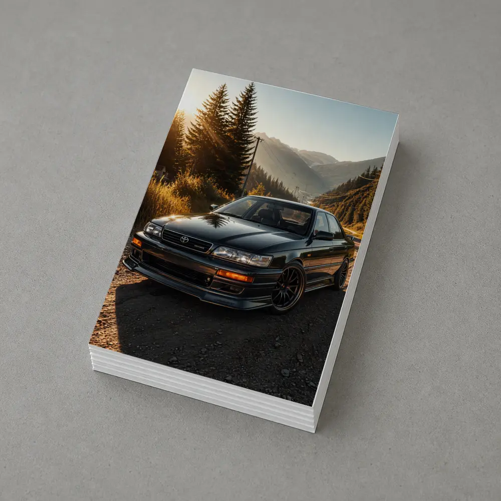 Toyota Chaser Sport Parked Mountain Sunset Road – Postcards