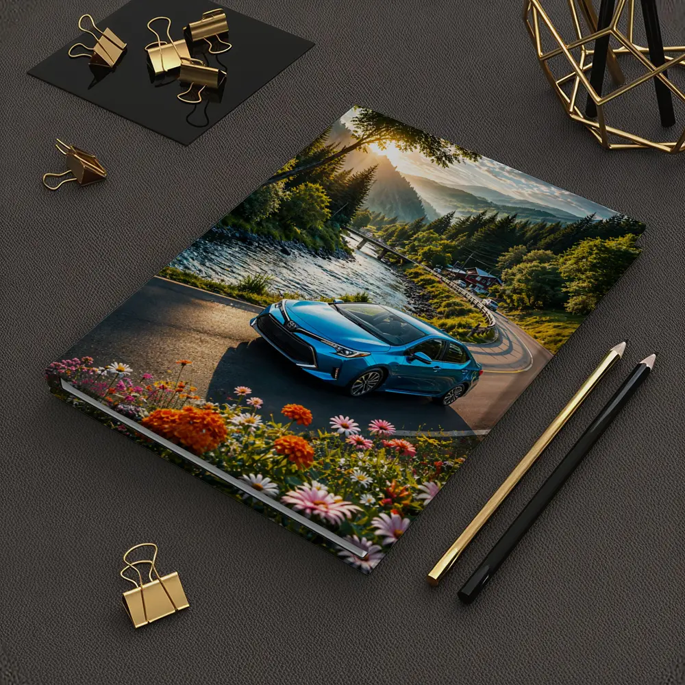 Toyota Corolla Blue Car Mountain River Road – Notebooks
