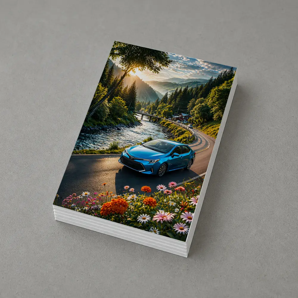 Toyota Corolla Blue Car Mountain River Road – Postcards