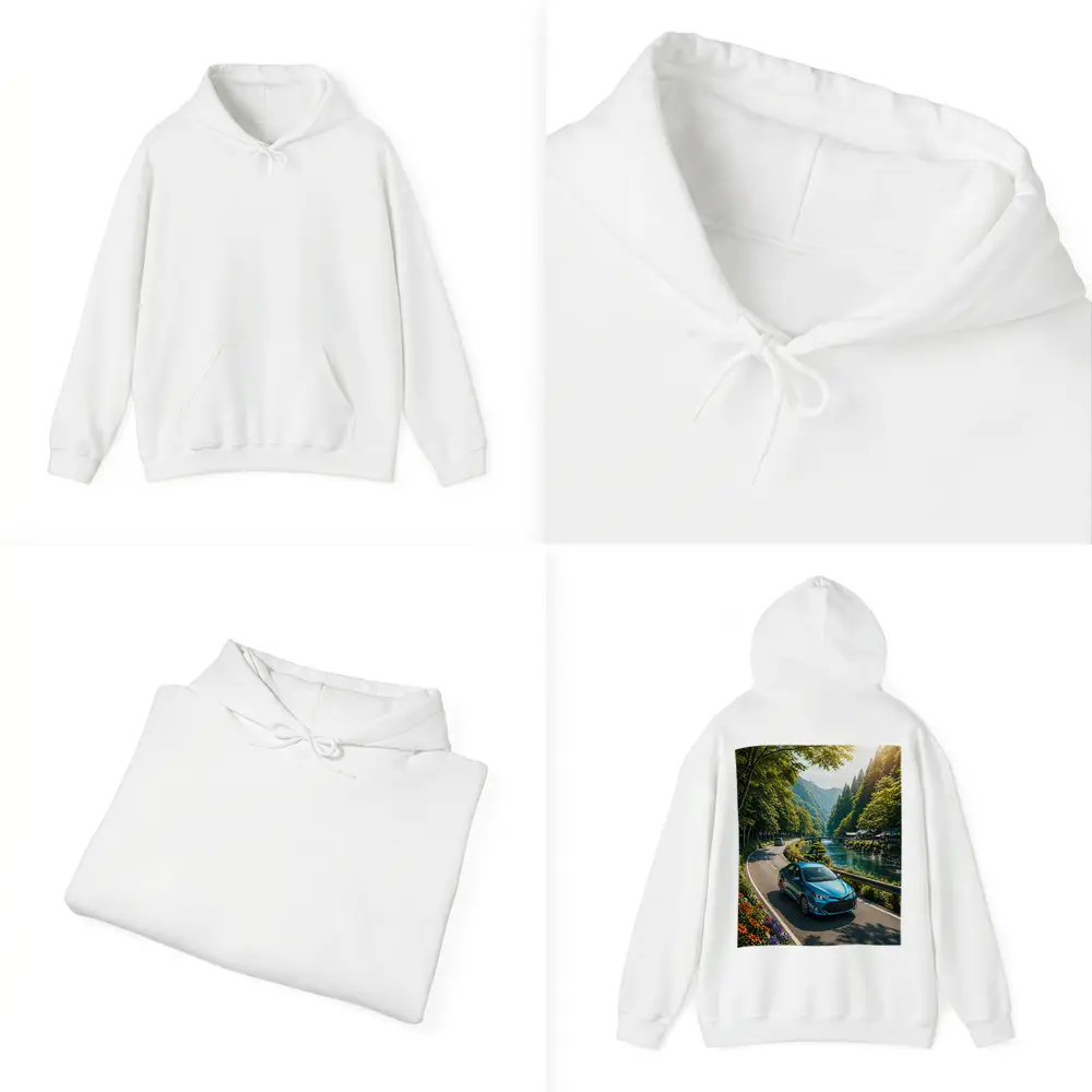 Toyota Corolla Blue Car Mountain River Road – Hoodies