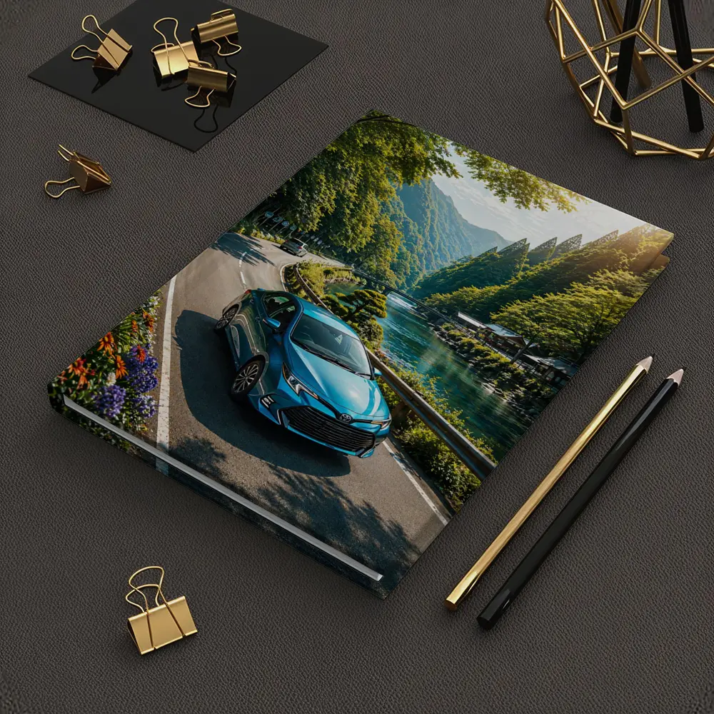 Toyota Corolla Blue Car Mountain River Road – Notebooks