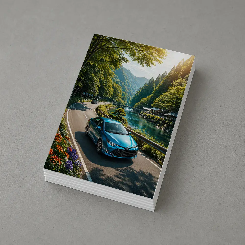 Toyota Corolla Blue Car Mountain River Road – Postcards