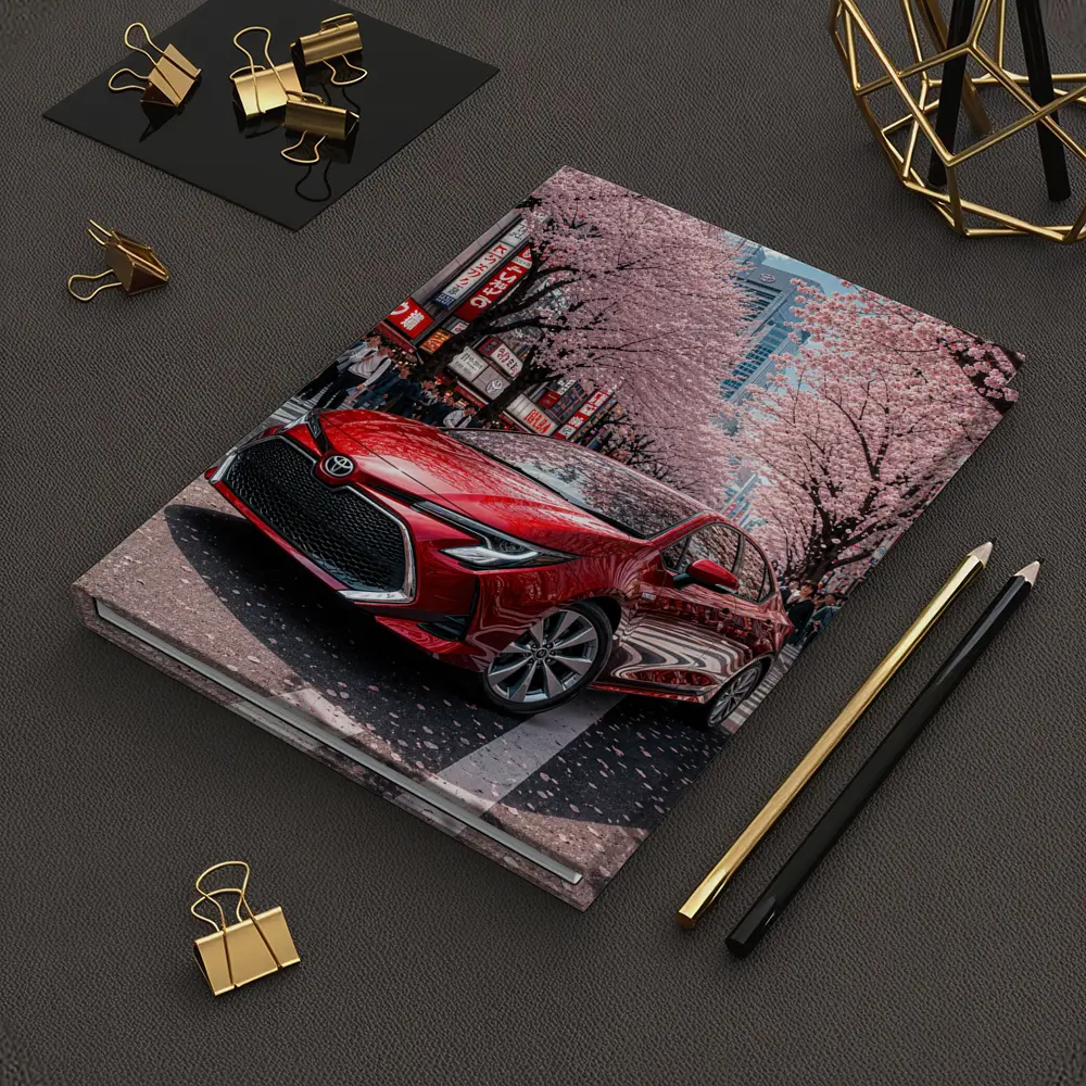 Toyota Corolla Red Cherry Blossoms Tokyo Street – Notebooks