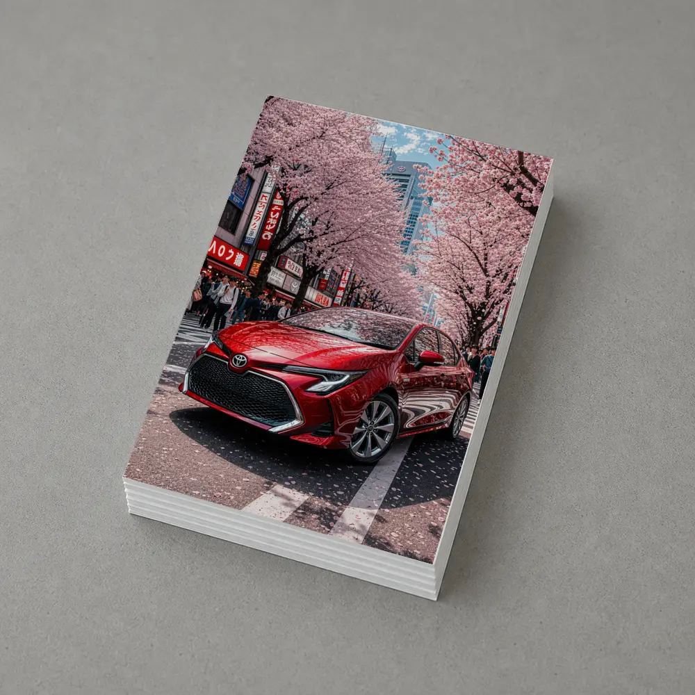 Toyota Corolla Red Cherry Blossoms Tokyo Street – Postcards