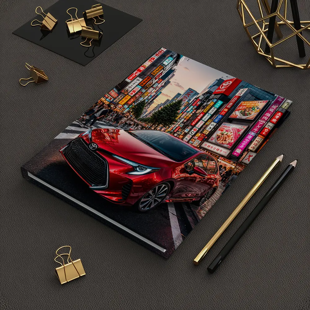 Red Toyota Corolla Tokyo City Streets – Notebooks