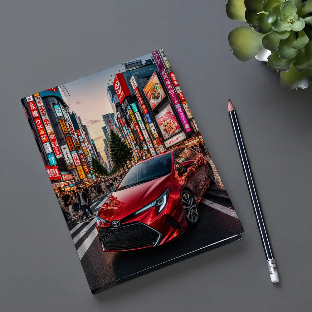 Red Toyota Corolla Tokyo City Streets – Notebooks