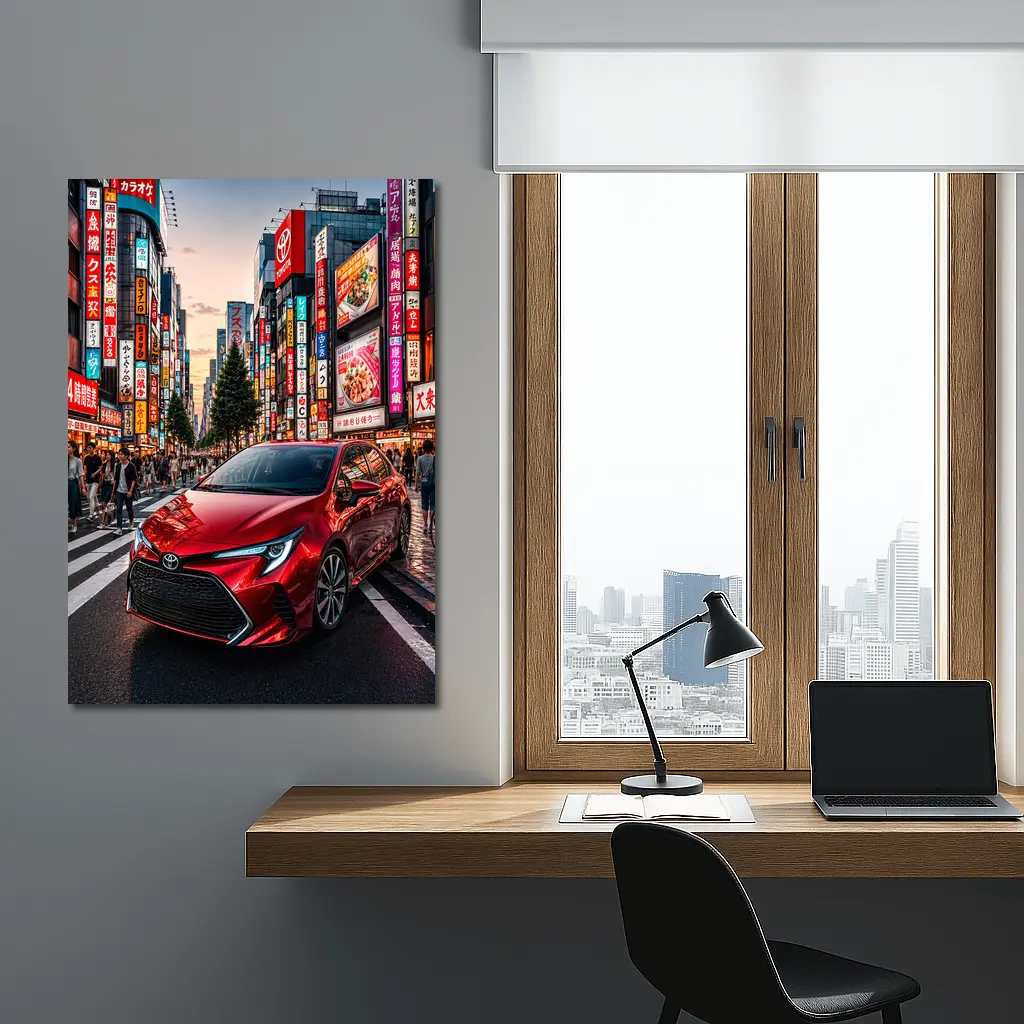 Red Toyota Corolla Tokyo City Streets – Wall Art