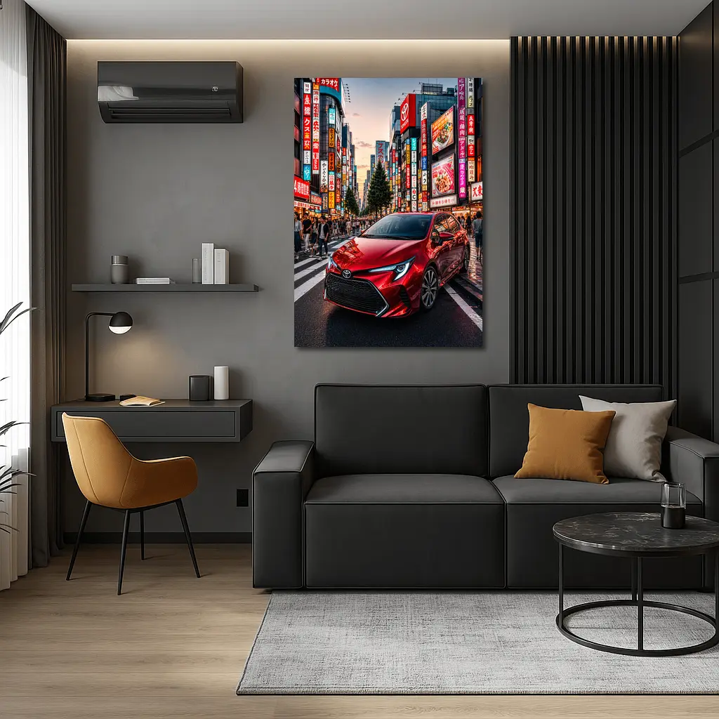 Red Toyota Corolla Tokyo City Streets – Wall Art