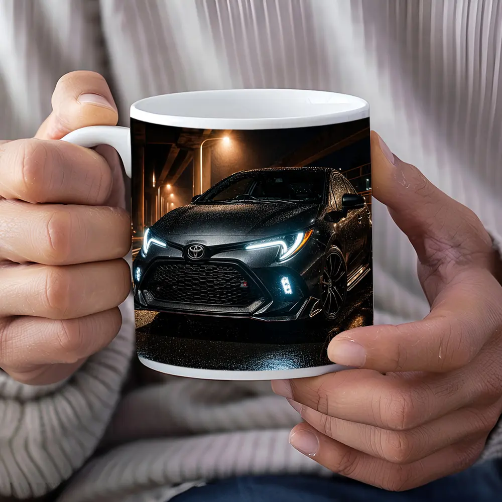 Toyota GR Corolla Rainy Night Street – Mugs