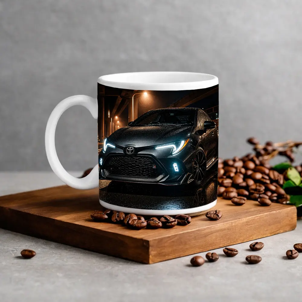 Toyota GR Corolla Rainy Night Street – Mugs