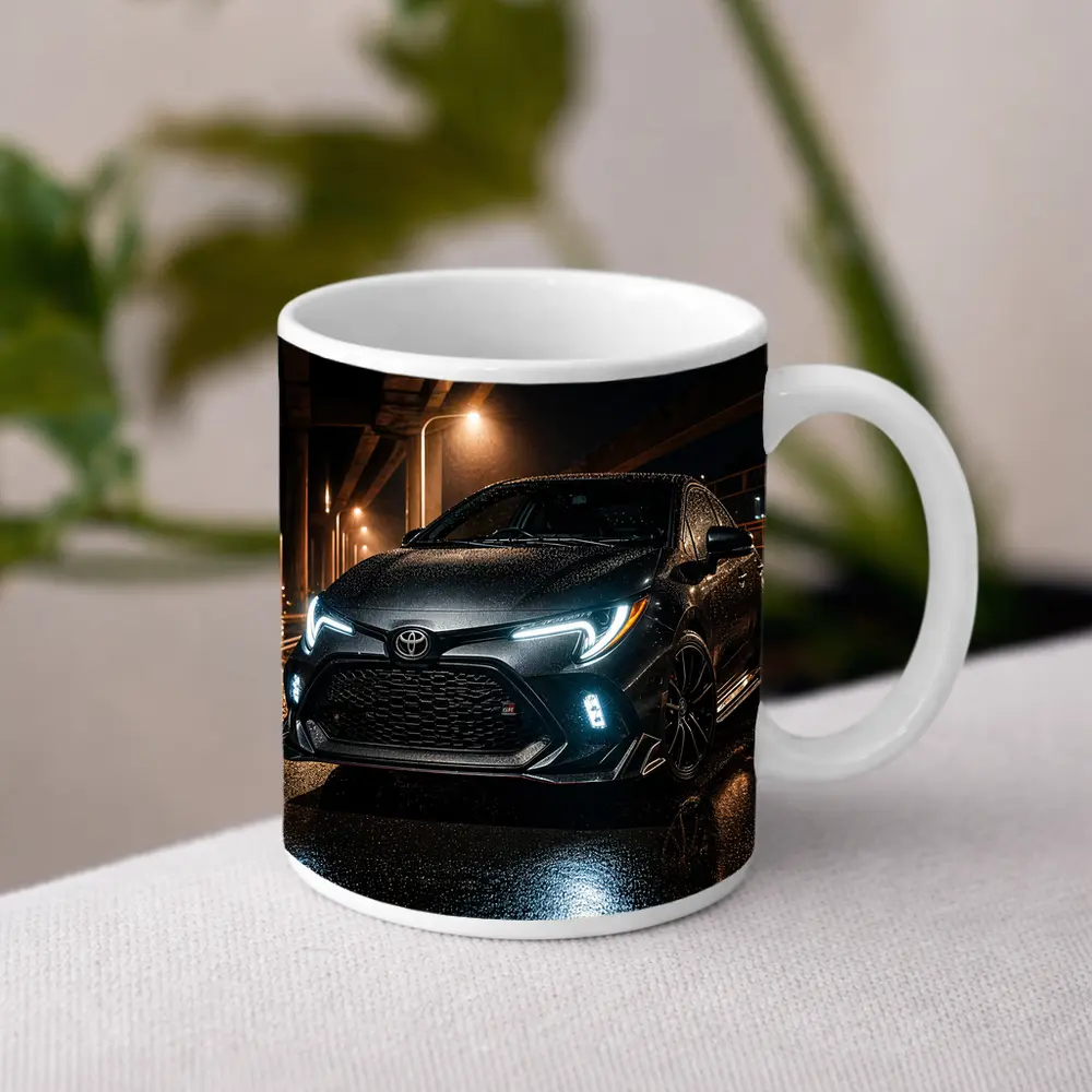 Toyota GR Corolla Rainy Night Street – Mugs